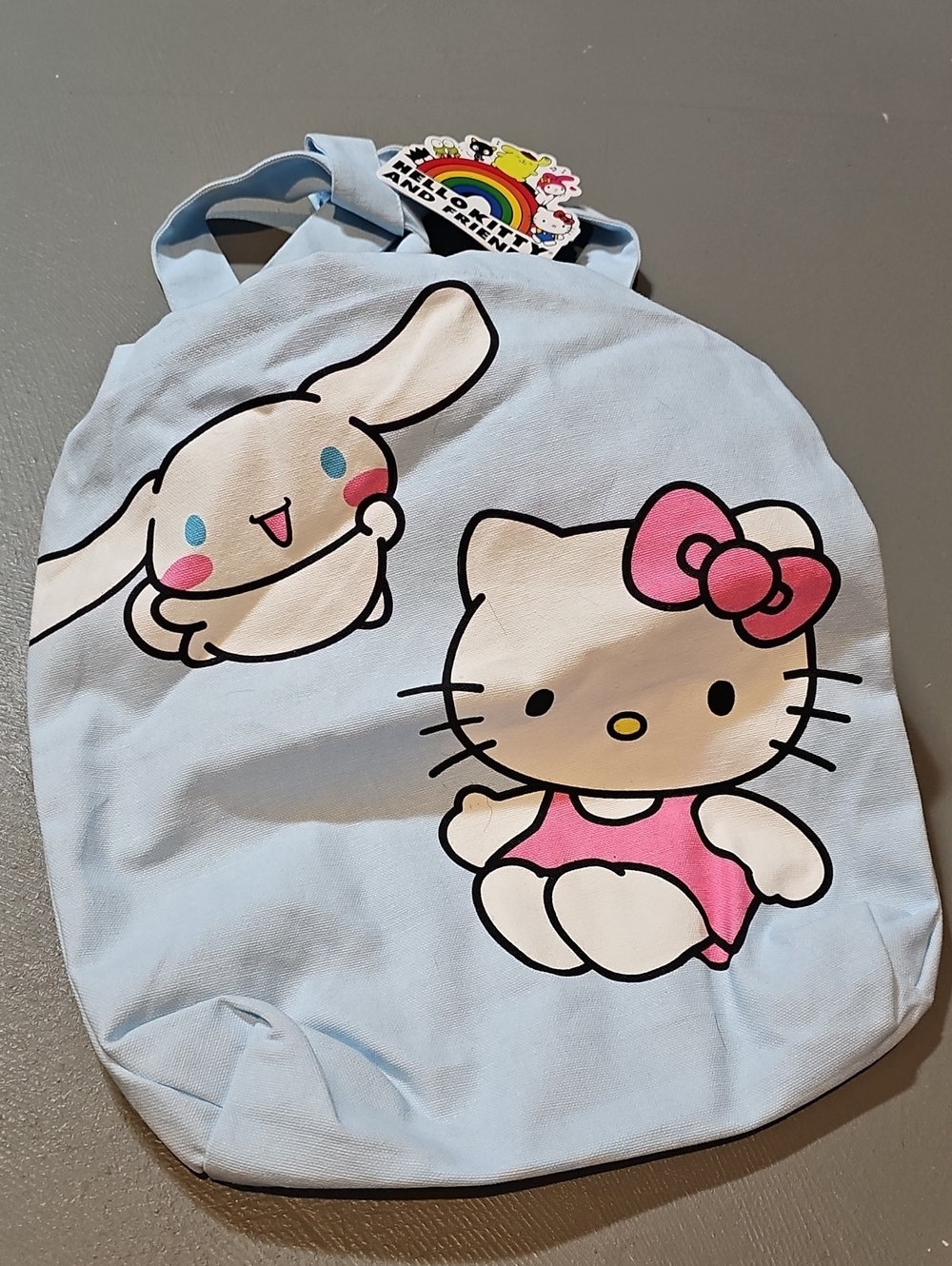 Hello Kitty and Friends Canvas Tote Bag Blue Multicolor Messenger Carryall NWT
